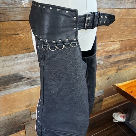 🔥 Papas Leather Motorcycle Chaps – XS – Pink Trim 🩷 - Picture 2 of 16
